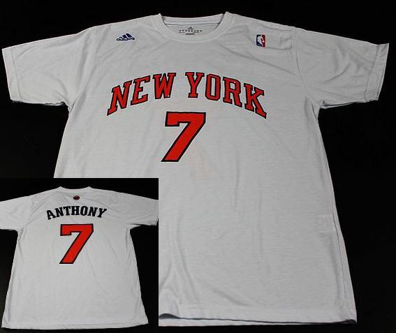 New York Knicks 7 Carmelo Anthony White NBA Basketball T-Shirt Cheap
