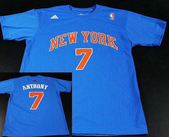 New York Knicks 7 Carmelo Anthony Blue NBA Basketball T-Shirt Cheap