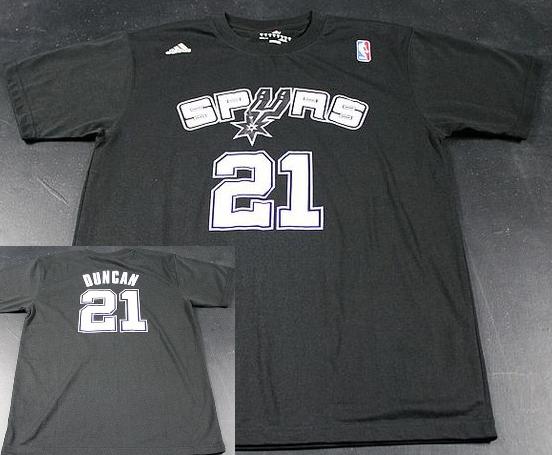 San Antonio Spurs 21 Tim Duncan Black NBA Basketball T-Shirt Cheap