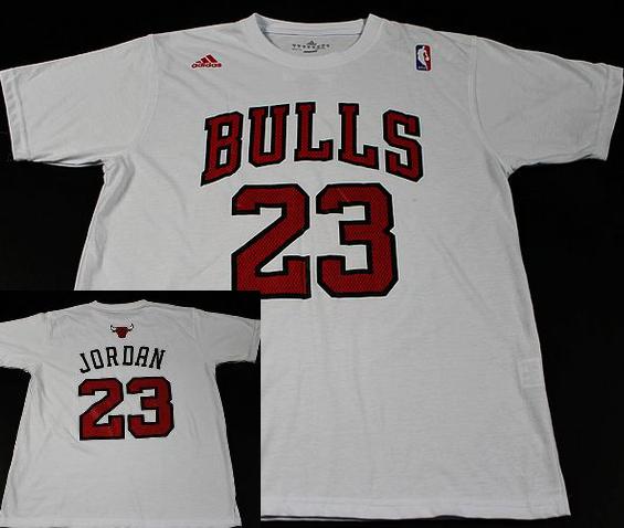 Chicago Bulls 23 Michael Jordan White NBA Basketball T-Shirt Cheap