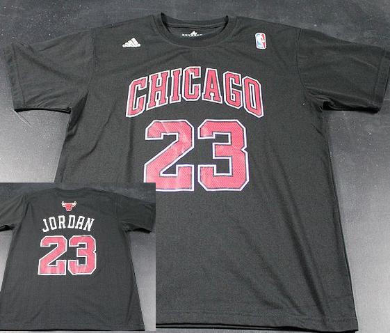 Chicago Bulls 23 Michael Jordan Black NBA Basketball T-Shirt Cheap