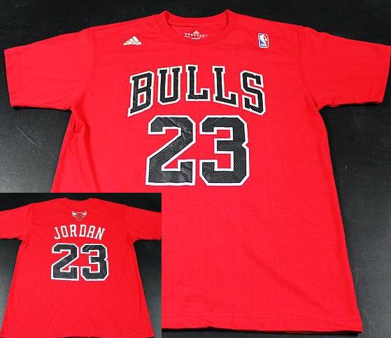Chicago Bulls 23 Michael Jordan Red NBA Basketball T-Shirt Cheap