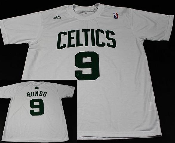 Boston Celtics 9 Rajon Rondo White NBA Basketball T-Shirt Cheap