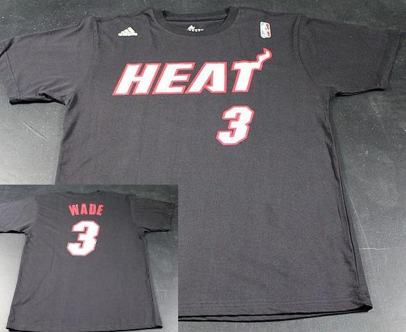Miami Heat 3 Dwyane Wade Black NBA Basketball T-Shirt Cheap