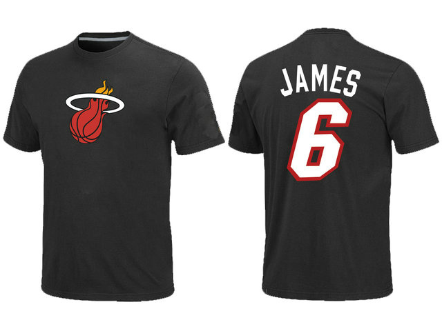 Miami Heat 6 LeBron James Black T-Shirt Cheap