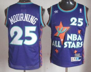 New Orleans Hornets 25 Alonzo Mourning Purple 1995 All Star Throwback Jersey