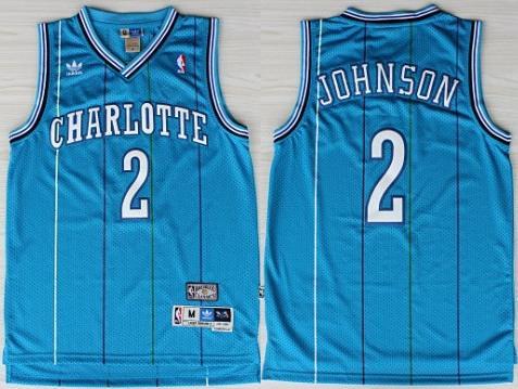 Charlotte Hornets 2 Larry Johnson Blue Soul Swingman NBA Jersey