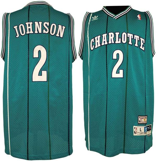 Charlotte Hornets 2 Larry Johnson Blue Soul Swingman NBA Jersey Cheap