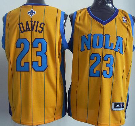 New Orleans Hornets 23# Anthony Davis Yellow Jersey Cheap
