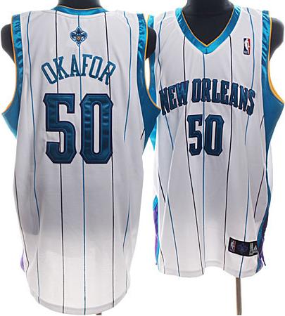 New Orleans Hornets 50 Okafor White Jersey
