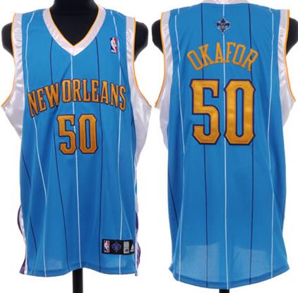 New Orleans Hornets 50 Okafor Blue Jersey Cheap