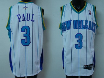 New Orleans Hornets 3 Chris Paul white bluestripe jerseys Cheap