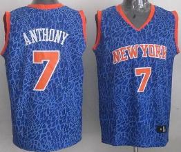 New York Knicks 7 Carmelo Anthony Blue Leopard Grain NBA Jersey Cheap