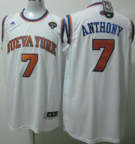 New York Knicks 7 Carmelo Anthony White Latin Nights Swingman NBA Jersey Cheap