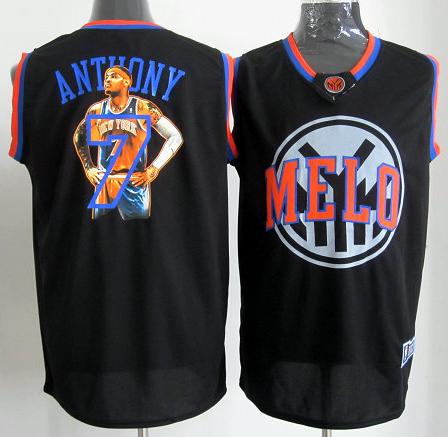 New York Knicks 7 Carmelo Anthony Black Notorious Fashion NBA Jersey Cheap