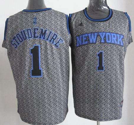 New York Knicks 1 Amar'e Stoudemire Grey Static Fashion Swingman NBA Jersey Cheap