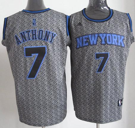 New York Knicks 7 Carmelo Anthony Grey Static Fashion Swingman NBA Jersey Cheap
