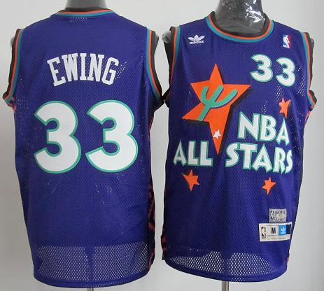 New York Knicks 33 Partick Ewing Swingman Purple 1995 All Star Throwback NBA Jersey Cheap