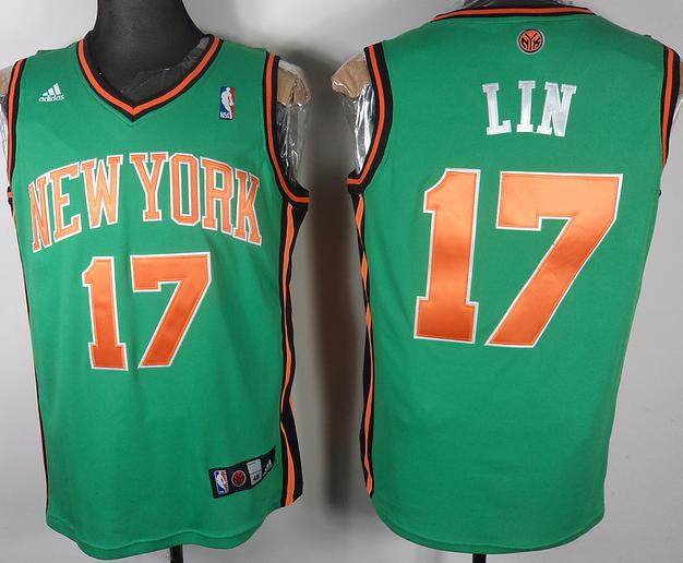 New York Knicks 17 Jeremy Lin St.Patrick's Day Green Swingman Jerseys Cheap