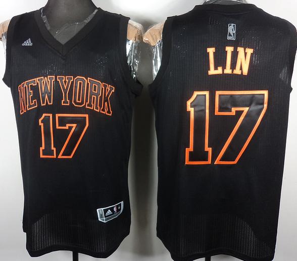 New York Knicks 17 Jeremy Lin Black Orange Swingman Jerseys Cheap