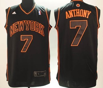 New York Knicks 7# Carmelo Anthony Black With Black Jersey