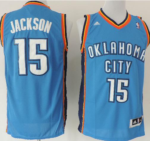 Oklahoma City Thunder 15 Reggie Jackson Blue Revolution 30 Swingman NBA Jerseys