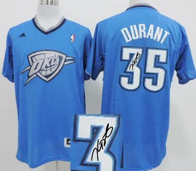 Oklahoma City Thunder 35 Kevin Durant Blue Revolution 30 Swingman NBA Jersey 2013 Christmas Style Signed Cheap