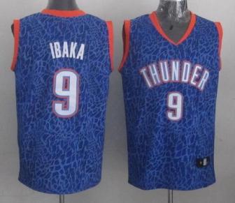 Oklahoma City Thunder 9 Serge Ibaka Blue Leopard Grain NBA Jersey Cheap