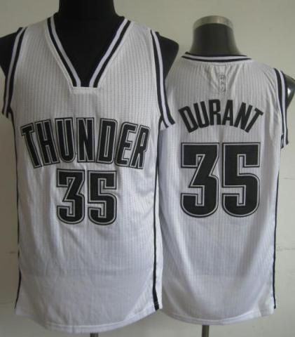 Oklahoma City Thunder 35 Kevin Durant White Revolution 30 NBA Jerseys Black Number Cheap
