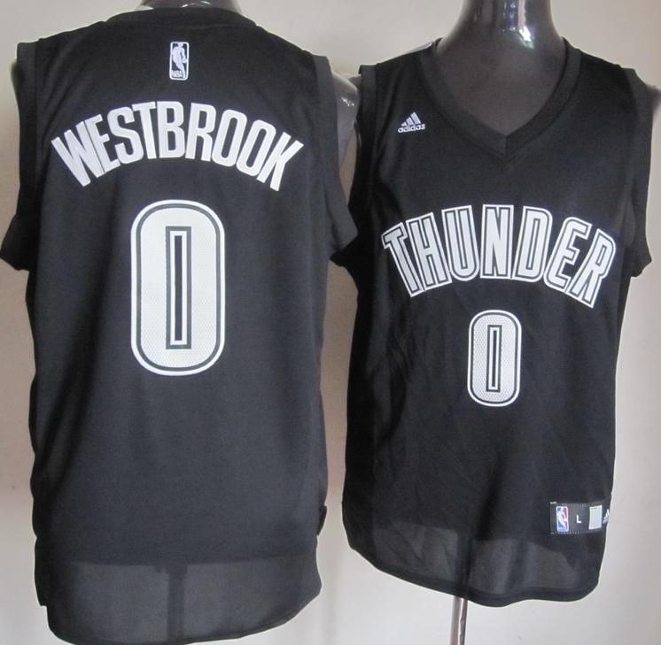 Oklahoma City Thunder #0 Russell Westbrook Black Revolution 30 Swingman NBA Jerseys White Number