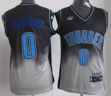 Oklahoma City Thunder #0 Russell Westbrook Black Grey Revolution 30 Swingman NBA Jerseys Cheap