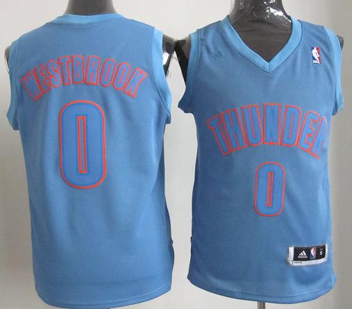 Oklahoma City Thunder #0 Russell Westbrook Blue Revolution 30 Swingman NBA Jerseys Christmas Style Cheap