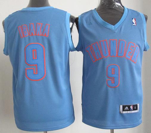 Oklahoma City Thunder #9 Serge Ibaka Blue Revolution 30 Swingman NBA Jerseys Christmas Style Cheap