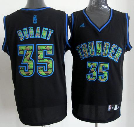 Oklahoma City Thunder #35 Kevin Durant Black Revolution 30 Swingman NBA Jerseys Camo Number Cheap