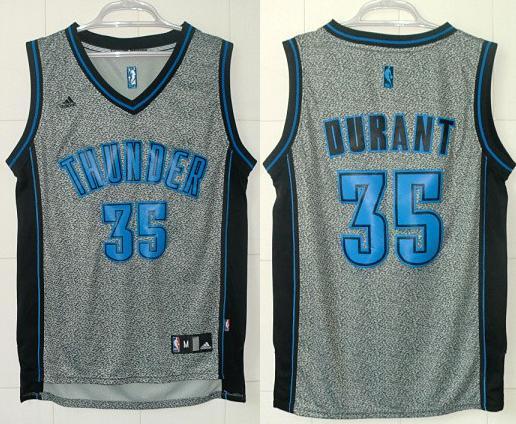 Oklahoma City Thunder #35 Kevin Durant Grey Static Fashion Swingman NBA Jersey Cheap