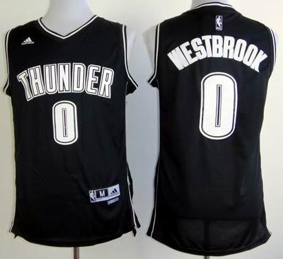 Oklahoma City Thunder #0 Russell Westbrook Black & White Swingman Jersey Cheap
