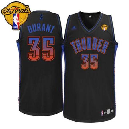Oklahoma City Thunder #35 Kevin Durant Swingman Black Fashion With Finals Patch NBA Jersey