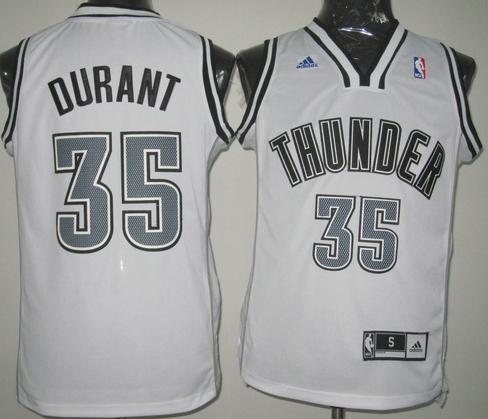 Oklahoma City Thunder #35 Kevin Durant White Revolution 30 Swingman Jersey Silver Number Cheap