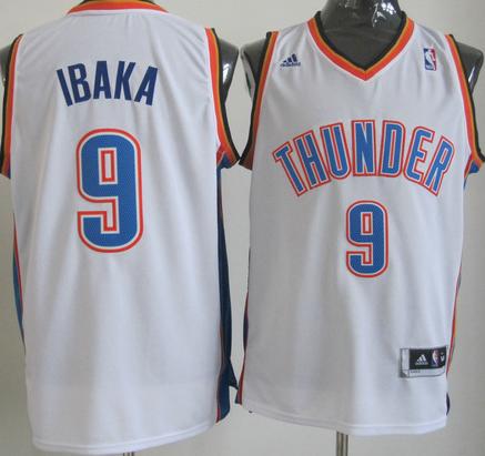 Revolution 30 Swingman Oklahoma City Thunder 9# Serge Ibaka White NBA Jerseys