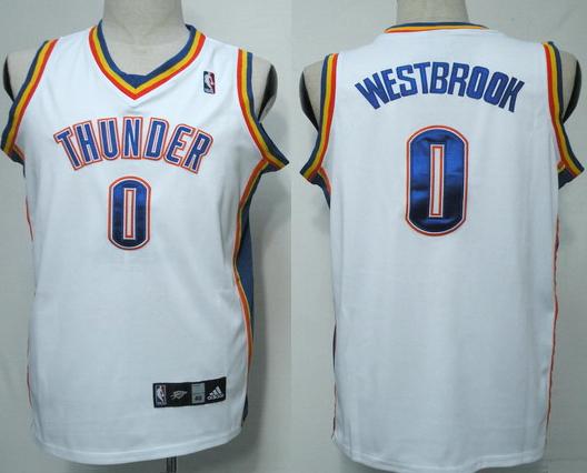 Oklahoma City Thunder 0 Westbrook White Jersey