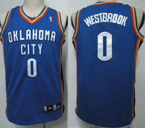 Oklahoma City Thunder 0 Westbrook Blue Jersey