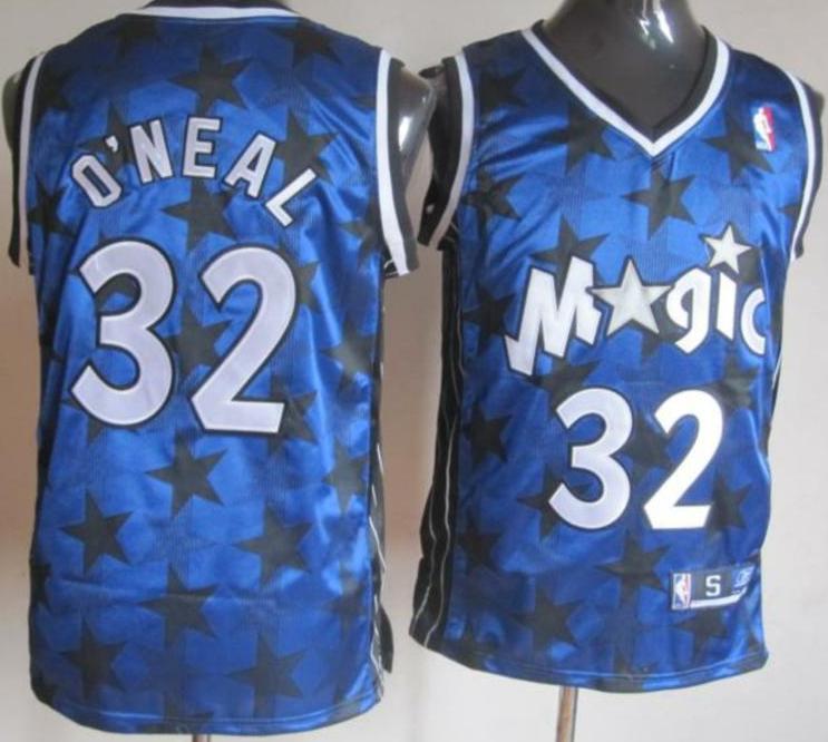 Orlando Magic 32 Shaquille O'Neal Blue Star Throwback NBA Jersey Cheap