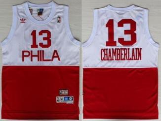 Philadelphia 76ers 13 Wilt Chamberlain White Red NBA Jerseys Cheap
