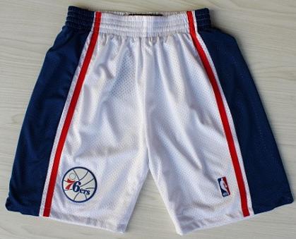 Philadelphia 76ers White 10th Throwback M&N NBA Shorts