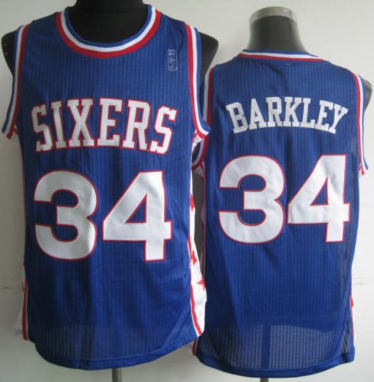 Philadelphia 76ers 34 Charles Barkley Blue Hardwood Classics Revolution 30 NBA Jerseys