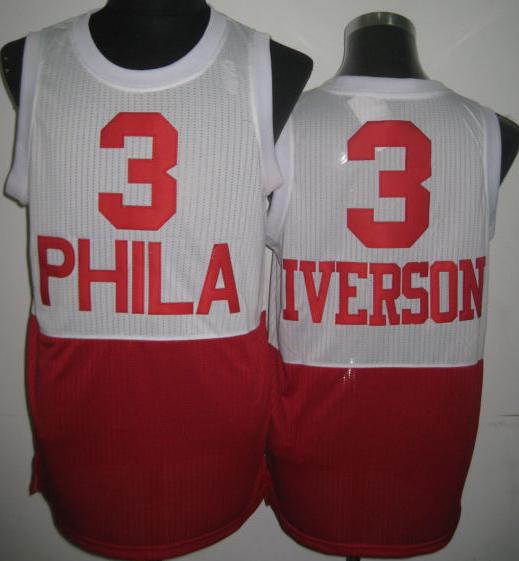 Philadelphia 76ers 3 Allen Iverson White Red Revolution 30 NBA Jerseys