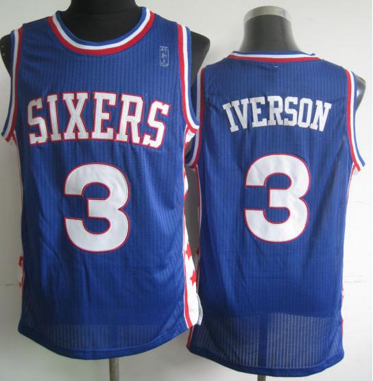 Philadelphia 76ers 3 Allen Iverson Blue Revolution 30 NBA Jerseys