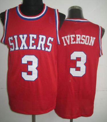 Philadelphia 76ers 3 Allen Iverson Red Hardwood Classics Revolution 30 NBA Jerseys Cheap