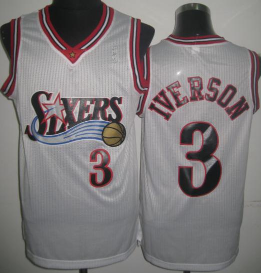 Philadelphia 76ers 3 Allen Iverson White Revolution 30 NBA Jerseys Cheap