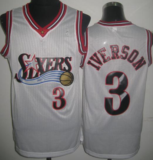 Philadelphia 76ers 3 Allen Iverson White Revolution 30 NBA Jerseys